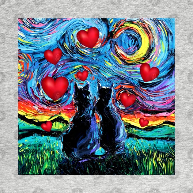 van Gogh's Cats with Hearts by sagittariusgallery